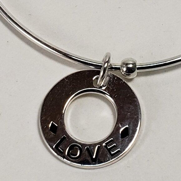 Vantel Pearls Silver-Plated Love Charm Bangle Bracelet – 7.5", Women’s Jewelry - Picture 5 of 8